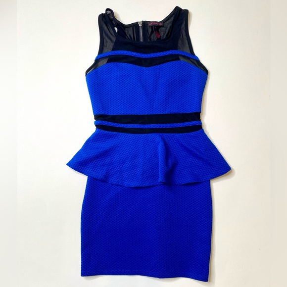 Material Girl Blue Peplum Sheath Dress size small - Picture 1 of 7
